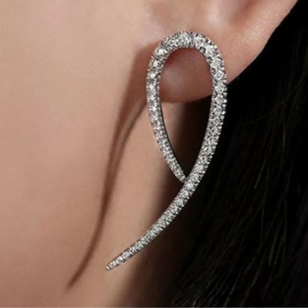 Fashion 925 Silver Stud Earrings for Women Cubic Zirconia Wedding Jewelry Gift